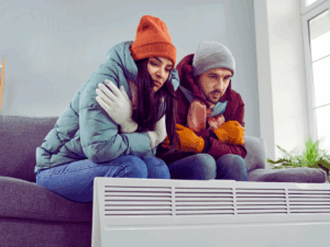 couple freezing because of heater problems